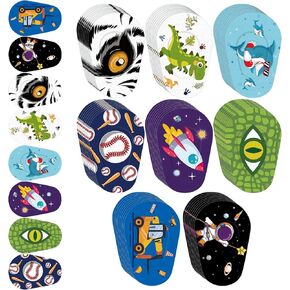 48 Pcs Adhesive Eye Patches for Kids Fun Design Kids Eye Patches Cute Latex Free Adhesive Bandages for Amblyopia Disposable Eye Pad Lazy Eye Light Blocking Children Toddler Right Eye, 8 Styles
