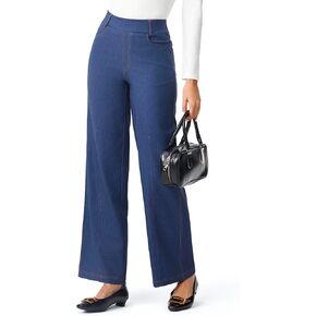 AFITNE Women's Wide Leg Jeans High Waist Pull On Jeans Trendy Loose Denim Pants with Stretchy Denim Like Material