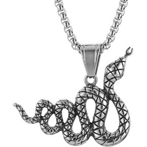 STWTR Stainless Steel Animal Snake Pendant Chain Gothic Jewelry Men's Vintage Necklace
