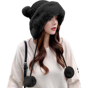 Peicees قبعة شتوية القبعات للنساء الدافئة متماسكة الجمجمة قبعة الفراء قبعة مع Pompom الروسية Ushanka الصياد قبعة غطاء للأذن