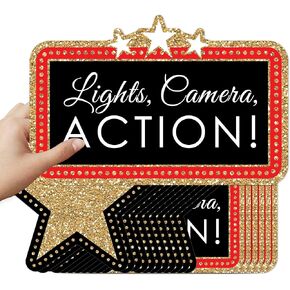 Big Dot of Happiness Red Carpet Hollywood Large Cut-Outs, Decorations DIY Movie Night, Large Party Essentials, Set of 20