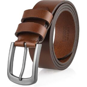 Leather Belt Men-Inspire Series-Top Grain Leather Belt-One Piece -Burnished sides and 5 Holes-Gifts for Men