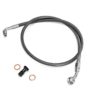 Mofun 32" Extended Length ABS Upper Hydraulic Front Brake Line Kit Stainless Steel Compatible with Harley Softail Fat Bob Low Rider S ST 2018-2024 with ABS, For 12"-14" Handlebar, Black