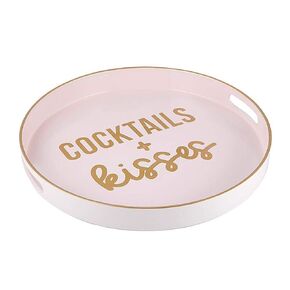 Santa Barbara Design Studio Sippin' Pretty Bar Tray, 13.5-Inch Diameter, Pink - Cocktails + Kisses
