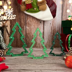 زينة طاولة عيد الميلاد في الداخل، ديكورات صينية عيد الميلاد الخشبية اللامعة، علامات كتلة شجرة عيد الميلاد قطعة مركزية على سطح الطاولة لرأس السنة الجديدة وعطلات الشتاء وديكورات حفلات المنزل (مجموعة من 6) in Kuwait