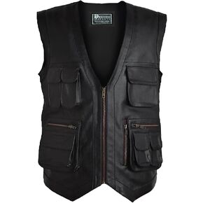 Men's J World's Chris Pratt Owen Grady Brown Vest JW Adventure Chris Pratt Motorcycle Leather Biker Vest