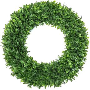Spring Wreaths for Front Door Outside 22Inch，Boxwood Wreaths for Front Door Realistic，Front Door Wreath，Spring Door Wreath，Green Wreath for Spring Farmhouse Porch Wall Wedding Room Home Decor