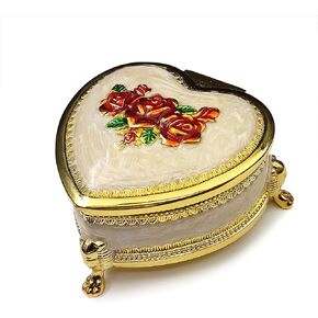Emboss Alloy Metal Colorful Music Box Wind Up and Golden Movement Music Box for Christmas/Birthday/Valentine's Day (Heart Shaped, Song: You are My Sunshine)