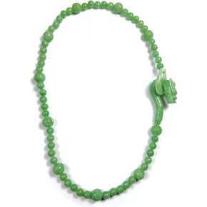 Regalia by Ulti Ramos Hand Carved Jade Bead Necklace with Intricate Dragon Head Clasp