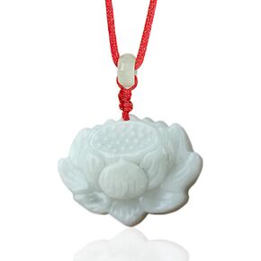 Dahlia Lotus Jade Necklace, Real Grade A Certified Burma Jadeite for Beauty and Purity