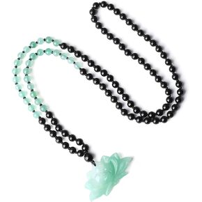 COAI 108 Beads Mala Necklace, Lotus Pendant Necklace for Women Men