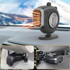 Car Heater, 2 in1 Fast Car Heater Defroster, 150W 12V Windshield De-Icers, Plug in Automobile Windscreen Fan with Suction Holder for All Cars Portable Electronic Car Heater Auto Heater (black)