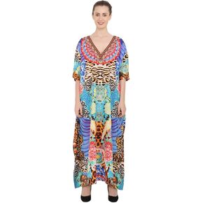 Miss Lavish London Kaftan Dresses for Women Beach Coverups, Plus Size Kaftans for Loungewear & Swimwear Modern Long Caftans