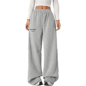 Girl's Baggy Pants Elastic High Waist Wide Leg Sweatpants Casual Joggers Long Pants Trousers Trendy