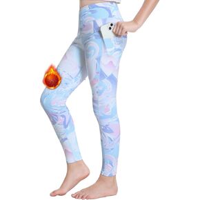 ANIVIVO Girls' Fleece Lined Leggings - Kids Winter Warm Yoga Pants Youth High Waisted Athletic Legging with Pockets(Bluishviolet 12-13)