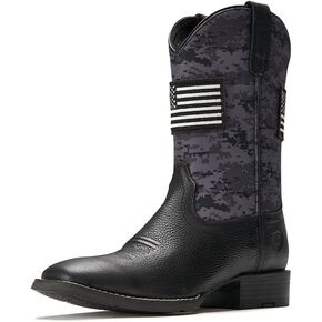 SUREWAY Cowboy Boots For Men - Mens Square Toe Western Boot With Flag,Oil/Slip Resistant,Durable Fashionable Classic Pull on 10 Inch Boots