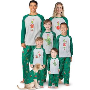 PajamaGram Grinch Pajamas - Family Christmas Pajamas Set, Green Grinch Print
