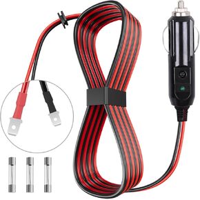 12V/24V Thermoelectric Cooler Power Cord - with 15A Fuse, Compatible with Coleman OE # 5644-710, 300000540, 5644-707, 5645 Thermoelectric Cooler Adapters. (Black Red 8 Feet)