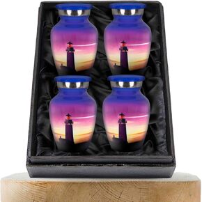 Trupoint Memorials Small Urns for Human Ashes Keepsake — Small Cremation Urns for Human Ashes, Keepsake Urns for Human Ashes, Small Urns for Ashes, Mini Urns for Human Ashes — Set of 4, Lighthouse