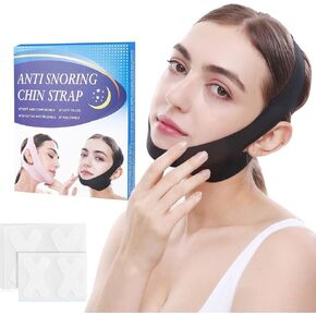 Anti Snoring Chin Strap for CPAP Users, Double Chin Strap and 60 Pcs Keep Mouth Closed Aid for Sleeping for Women, Adjustable Breathable Anti Snore Device, Pink