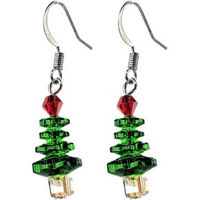 KIWI DAISY Layered Christmas Tree Crystal Dangle Earrings