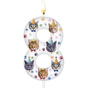 Cat Face Birthday Number Candles Bday Paw Print Themed Birthday Candles Paw Print Numeral Cupcake Topper for Birthday Cake Kitten Pet Theme Decorations Party Supplies (Number 1)