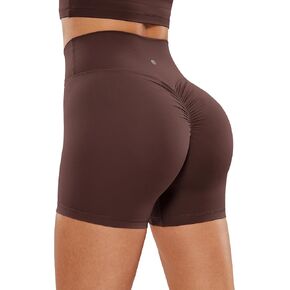 CRZ YOGA Womens Butterluxe Crossover Scrunch Butt Biker Shorts 5" - High Waist No Front Seam Workout Yoga Booty Lift Shorts