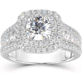 925 Sterling Silver 2CT Moissanite Engagement Rings for Women, Platinum Plated Silver Women's Engagement Ring for Wedding, Anniversary
