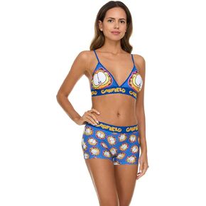 Garfield Women’s Sports Bra and Boxer Briefs Underwear Set - Triangle Bra with Adjustable Straps & Removable Pads