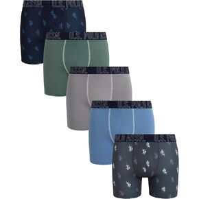 U.S. Polo Assn. Men's Boxer Briefs - 5 Pack Moisture Wicking Performance Underwear Boxers with No Fly Pouch (Sizes: S-XL)