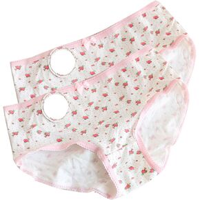 YOMORIO Cute Lace Strawberry Panties Womens Anime Underwear Soft Low Waist Cotton Panty for Bikini,Flower