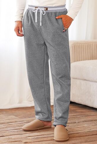 بنطلون رياضي ثقيل الوزن للرجال دافئ بجيب قابل للتمدد سروال شتوي سميك للاستخدام الخارجي رمادي فاتح L in Kuwait