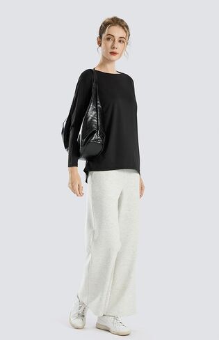 JOYSPELS Ice Silk Long-Sleeve Shirts for Women Loose Fit Boat-Neck Workout Tops for Women in Saudi Arabia