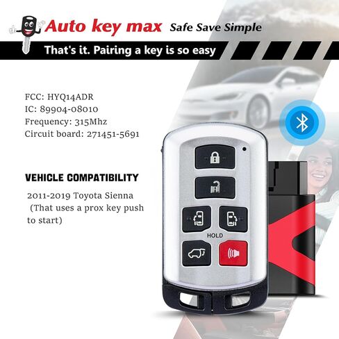 Programmable Keyfob, Replacement Car Keys Fob and DIY Programmer Kit for 2011 2012 2013 2014 2015 2016 2017 2018 2019 Toyota Sienna Smart Remote HYQ14ADR (Programmer Kit) in Saudi Arabia