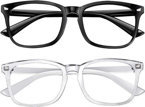 CHBP Blue-Light-Blocking-Glasses for Women Computer Glasses Man，2 Pack Gaming Eyeglasses Fashion Frame(black+transparent) in Saudi Arabia