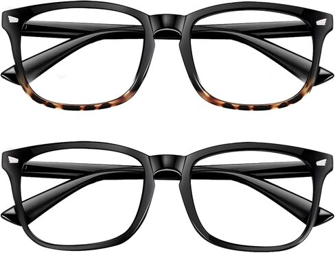 CHBP Blue-Light-Blocking-Glasses for Women Computer Glasses Man，2 Pack Gaming Eyeglasses Fashion Frame(black+transparent) in Saudi Arabia