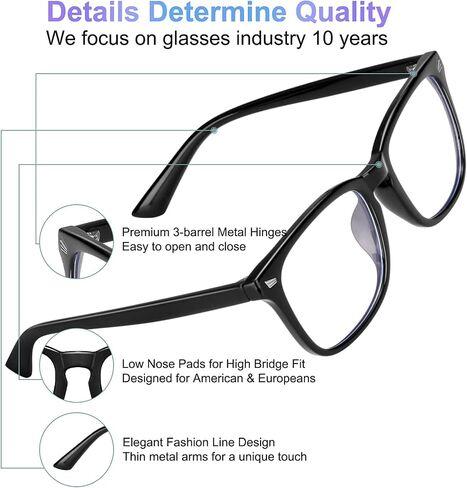 CHBP Blue-Light-Blocking-Glasses for Women Computer Glasses Man，2 Pack Gaming Eyeglasses Fashion Frame(black+transparent) in Saudi Arabia