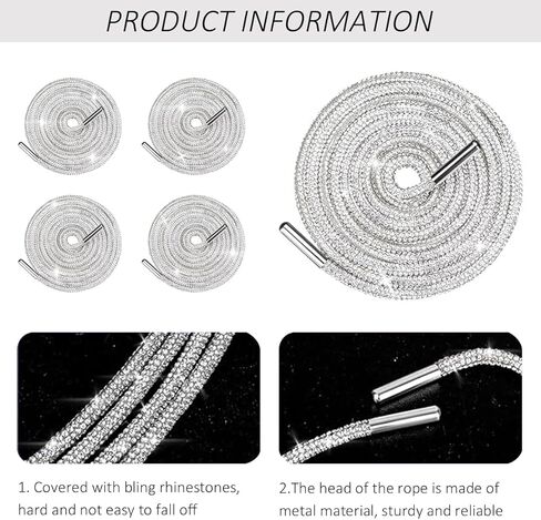 زوجان من أربطة الأحذية المصنوعة من حجر الراين، أربطة أحذية من حجر الراين اللامعة من حجر الراين برباط برباط بديل لأربطة الأحذية الرياضية ذات القلنسوة in Kuwait