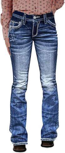 Flamingals Women's Boot Cut Jeans Trendy Tummy Control Jeans Stretch Straight Leg Skinny Jeans in Saudi Arabia