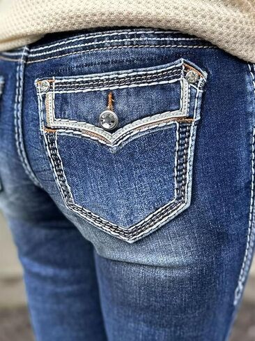 Flamingals Women's Boot Cut Jeans Trendy Tummy Control Jeans Stretch Straight Leg Skinny Jeans in Saudi Arabia