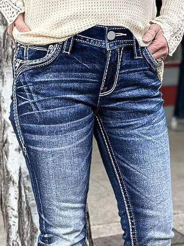 Flamingals Women's Boot Cut Jeans Trendy Tummy Control Jeans Stretch Straight Leg Skinny Jeans in Saudi Arabia