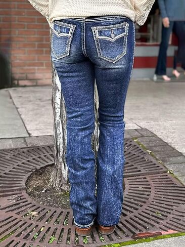 Flamingals Women's Boot Cut Jeans Trendy Tummy Control Jeans Stretch Straight Leg Skinny Jeans in Saudi Arabia