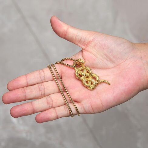 STWTR Stainless Steel Animal Snake Pendant Chain Gothic Jewelry Men's Vintage Necklace in Kuwait