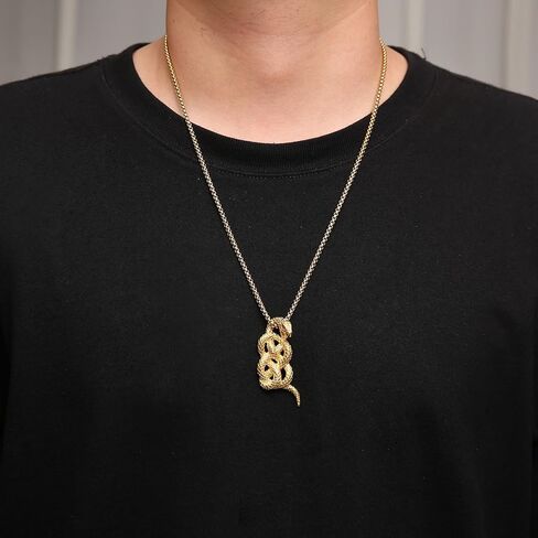 STWTR Stainless Steel Animal Snake Pendant Chain Gothic Jewelry Men's Vintage Necklace in Kuwait