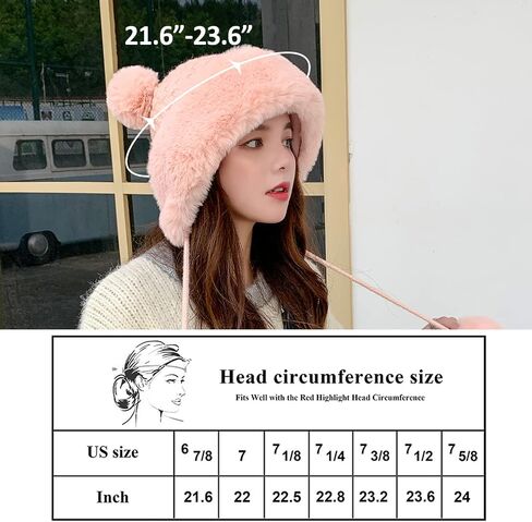 Peicees Winter Beanie Hats for Women Warm Knit Skull Cap Fur Hat with Pompom Russian Ushanka Trapper Hat Ear Cover in Kuwait