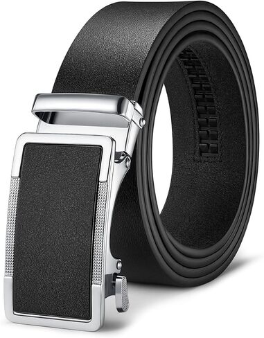 حزام سقاطة للرجال - أحزمة فستان سوداء مقاس 1 3/8 بوصة للرجال - أحزمة جينز رجالية مريحة لتناسب المقاس in Kuwait