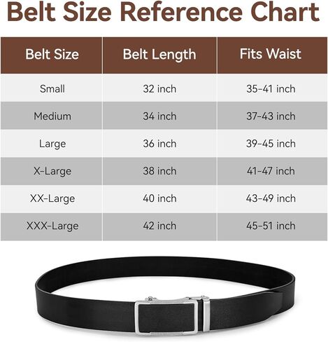 حزام سقاطة للرجال - أحزمة فستان سوداء مقاس 1 3/8 بوصة للرجال - أحزمة جينز رجالية مريحة لتناسب المقاس in Kuwait