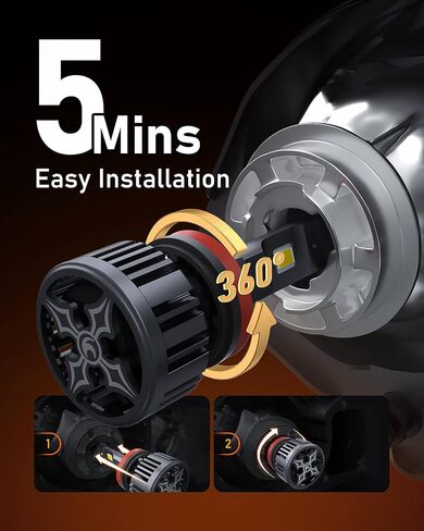 Hikari 2025 20000LM 9012 HIR2 Dual Beam LED Bulbs, Fog Light, 45W Upgraded Core-12 LED, High Lumens LED Kit, 6000k Cool White, IP68 Waterproof, Pack of 2 in Saudi Arabia