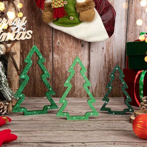 زينة طاولة عيد الميلاد في الداخل، ديكورات صينية عيد الميلاد الخشبية اللامعة، علامات كتلة شجرة عيد الميلاد قطعة مركزية على سطح الطاولة لرأس السنة الجديدة وعطلات الشتاء وديكورات حفلات المنزل (مجموعة من 6) in Kuwait