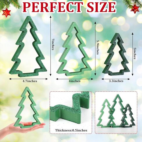 زينة طاولة عيد الميلاد في الداخل، ديكورات صينية عيد الميلاد الخشبية اللامعة، علامات كتلة شجرة عيد الميلاد قطعة مركزية على سطح الطاولة لرأس السنة الجديدة وعطلات الشتاء وديكورات حفلات المنزل (مجموعة من 6) in Kuwait